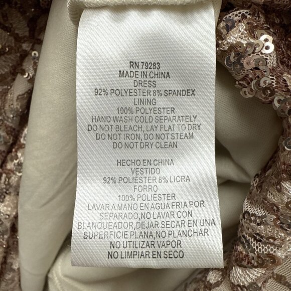 Alex Evenings Womens Size 14 Cream Gold Sequin Embellished Cocktail Formal Dress - Picture 11 of 12